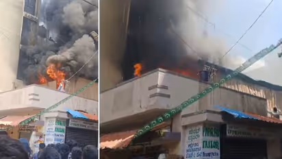 Fire razes Sofa shop on Bannerghatta road, Bengaluru; Rescue ops underway