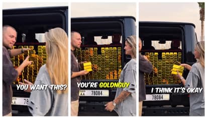 'ശുദ്ധ തട്ടിപ്പ്'; സ്വർണ കട്ടികൾ തന്‍റെ ഇൻസ്റ്റാഗ്രാം ഫോളോവർക്ക് സമ്മാനിക്കുന്ന യുവാവിന്‍റെ വീഡിയോക്ക് വിമർശനം