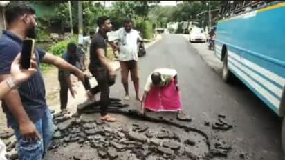 പെരുമഴയത്ത് ടാറിങ്, നാട്ടുകാർ തടഞ്ഞപ്പോൾ രാത്രി ആരുമറിയാതെ പൂർത്തിയാക്കി; ഇപ്പോൾ തൊട്ടാൽ ഇളകിവരുമെന്ന് പരാതി