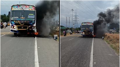 ബസിൽ ഇടിച്ച ബൈക്ക് ബസിനടിയിൽ വീണു തീപിടിച്ചു; ഒരാൾ മരിച്ചു, സംഭവം തമിഴ് നാട്ടിലെ തേനിയിൽ
