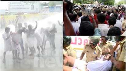 യുദ്ധക്കളമായി തലസ്ഥാനം; മുഖ്യമന്ത്രിയുടെ രാജിക്കായി പ്രതിഷേധം, ഫിറോസും രാഹുലും അറസ്റ്റിൽ, ലാത്തി വീശി പൊലീസ്