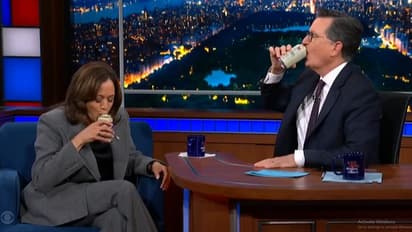 Kamala Harris cracks open a beer with Stephen Colbert and talks Donald Trump, Gaza, Putin and more (WATCH)