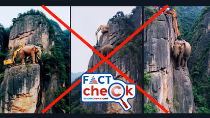 താഴെ വലിയ കൊക്ക, മലപോലുള്ള പാറക്കെട്ടിന് മധ്യേ കുടുങ്ങി ആന; സാഹസിക രക്ഷാപ്രവര്‍ത്തന വീഡിയോ സത്യമോ? Fact Check