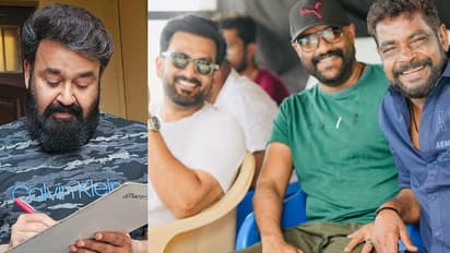 'എൽ2ഇ മിന്നിച്ചേക്കണേ'; സംവിധായകനും രചയിതാവും നിർമാതാവും ഒറ്റ ഫ്രെയിമിൽ, 'എമ്പുരാൻ പിക്സ്'