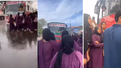 'ഇടിച്ചിട്ട് അവരിവിടുന്ന് പോകില്ല', സ്ഥിരം നിര്ത്താത്ത ബസ് തടഞ്ഞ് വിദ്യാര്ത്ഥിനികൾ, ഒടുവിൽ 'മിഷൻ സക്സസ്'
