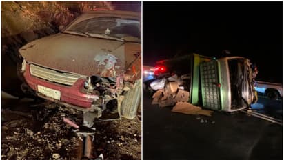 ആറംഗ കുടുംബം സഞ്ചരിച്ച കാര് രണ്ട് വാഹനങ്ങളുമായി കൂട്ടിയിടിച്ച് അപകടം; സൗദിയിൽ പിതാവും 3 പെണ്മക്കളും മരിച്ചു