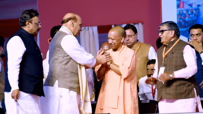 CM Yogi Adityanath attends Haryana government's swearing-in, PM Modi present