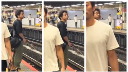 ട്രെയിന്‍ കാത്ത് നിക്കവെ മെട്രോ ട്രാക്കിലേക്ക് മൂത്രമൊഴിച്ച് യുവാവ്, കഴിയും മുന്നേ പിടിവീണു; വീഡിയോ വൈറൽ 