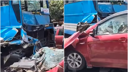 സ്വകാര്യ ബസും കാറും കൂട്ടിയിടിച്ച് അപകടം; കാർ ഡ്രൈവർക്ക് ദാരുണാന്ത്യം