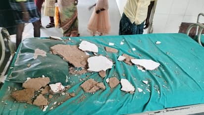 ಚಿತ್ರದುರ್ಗದಲ್ಲಿ ಭಾರೀ ಮಳೆ: ಜಿಲ್ಲಾಸ್ಪತ್ರೆಯ ಛಾವಣಿಯ ಸಿಮೆಂಟ್ ಕುಸಿತ, ರೋಗಿಯ ತಲೆಗೆ ಪೆಟ್ಟು!