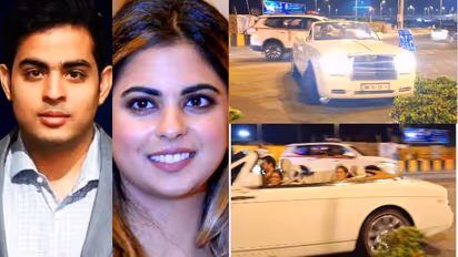 റോൾസ് റോയ്സിൽ നഗരം ചുറ്റി ആകാശും ഇഷയും; അകമ്പടിക്ക് പത്തോളം സെക്യൂരിറ്റി കാറുകൾ, വീഡിയോ കാണാം