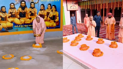 Yogi Adityanath offers prayers at Baba Mukutnath Siddha Temple in Haryana