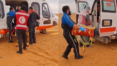 മരുഭൂമിയിൽ പരിക്കേറ്റ് അവശനായി പ്രവാസി ഇടയൻ; എയർ ആംബുലൻസിൽ പറന്നെത്തി ആശുപത്രിയിലെത്തിച്ച് റെഡ് ക്രസന്‍റ്