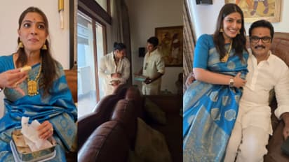 மச்சானோடு செம சேட்டை; தடபுடல் விருந்தோடு தலை தீபாவளியை கொண்டாடிய வரலக்ஷ்மி நிக்கோலாய் ஜோடி!