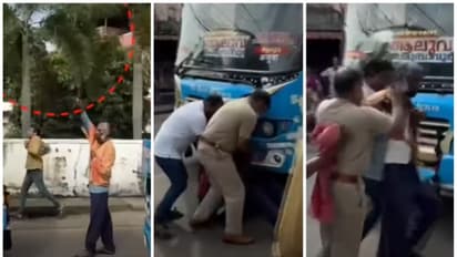 വാക്കത്തിയുമായെത്തി നഗരത്തെ മണിക്കൂറുകളോളം ഭീതിയിലാക്കിയ തെങ്ങുകയറ്റ തൊഴിലാളിയെ ഒടുവിൽ പൊലീസ് കീഴ്പ്പെടുത്തി