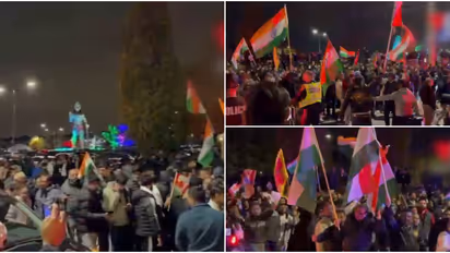 കാനഡയിൽ ആക്രമിക്കപ്പെട്ട ക്ഷേത്രത്തിന് മുന്നിൽ ഇന്ത്യക്കാർ ഒത്തുകൂടി; ആയിരങ്ങൾ എത്തിയത് ദേശീയ പതാകയുമായി