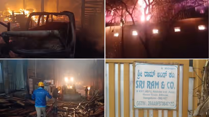 Massive fire engulfs Sriram Wood factory near Attibele on Bengaluru-Hosur highway; rescue underway