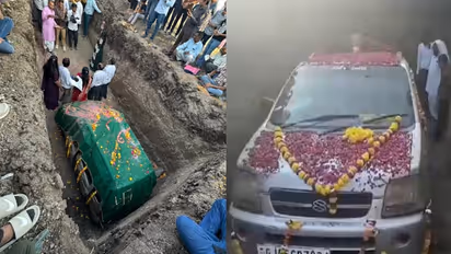 Viral video: Gujarat farmer gives 12-year-old car grand burial as tribute (WATCH)