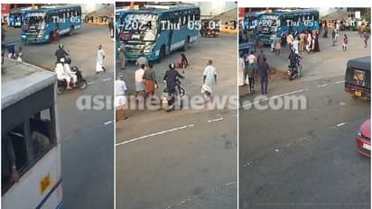 സ്റ്റാൻഡിലൂടെ നടന്നു പോകവേ ബസ് തട്ടി, നിലത്ത് വീണ യുവതിക്ക് അത്ഭുതകരമായ രക്ഷ; സിസിടിവി ദൃശ്യങ്ങൾ പുറത്ത് 