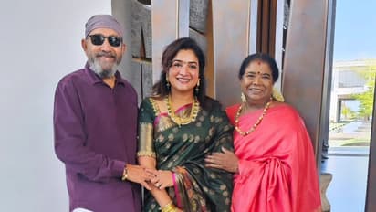 அக்காவுக்கு கேக் ஊட்டிவிடும் அருண் விஜய்! அனிதா விஜயகுமாரின் பேமிலி போட்டோஸ்!