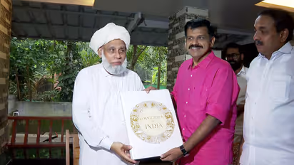 Kerala: Sandeep Varier meets Samastha President Jifri Thangal, presents handwritten copy of constitution