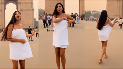 ഇന്ത്യാ ഗേറ്റിന് മുന്നിൽ മോഡലിന്റെ ടവൽ നൃത്തം, പുരുഷദിനാശംകൾ നേർന്ന് ഇൻസ്റ്റഗ്രാമിൽ പോസ്റ്റ് ചെയ്തു- വീഡിയോ