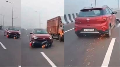 ಸ್ಕೂಟರ್ಗೆ ಡಿಕ್ಕಿ ಹೊಡೆದು ಕಿ.ಮೀ.ಗಟ್ಟಲೇ ಎಳೆದೊಯ್ದ ಕಾರು ಚಾಲಕ: ವೀಡಿಯೋ