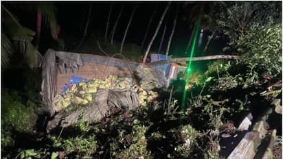 കോഴിക്കോട് 30 അടി താഴ്ചയിലേക്ക് ലോറി മറിഞ്ഞ് അപകടം; ഡ്രൈവറെ പുറത്തെടുത്തത് വാഹനം പൊളിച്ച്