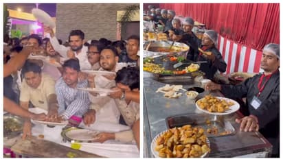 വിവാഹ സത്ക്കാരത്തിനിടെ  മാംസാഹാരത്തിനായി തിക്കിത്തിരക്കി ജനം, ഈച്ച പോലുമില്ലാതെ സസ്യാഹാര സ്റ്റാൾ; വീഡിയോ വൈറൽ 