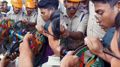 കരിമ്പ് ജ്യൂസ് ഉണ്ടാക്കുന്നതിനിടെ വിദ്യാർത്ഥിയുടെ കൈ യന്ത്രത്തിൽ കുടുങ്ങി, രക്ഷിച്ചത് യന്ത്രം മുറിച്ച് മാറ്റി