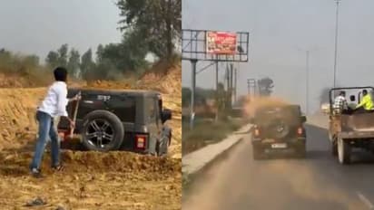 തനി തോന്ന്യവാസം; മുകളിൽ നിറയെ മണ്ണ്, ഥാറിൽ പാഞ്ഞ് യുവാവ്, ​ഗുണ്ടായിസമെന്ന് കമന്റ്