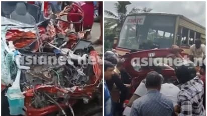 Woman dies, son hospitalized after car-KSRTC bus collision in Kerala's Chadayamangalam
