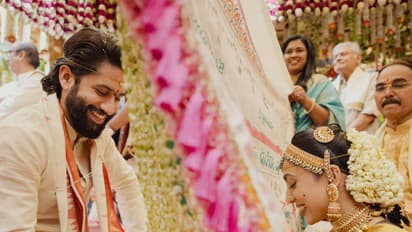 பாரம்பரிய உடையில் மணமக்கள்: நாக சைதன்யா சோபிதா திருமண போட்டோஸ் வைரல்!