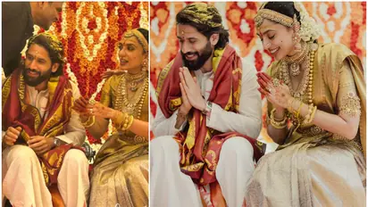 Sobhita Dhulipala-Naga Chaitanya Wedding: Bride stuns in regal saree; Chay wears traditional veshti