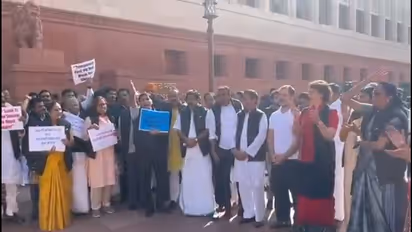 Parliament sees bold protest as Opposition wears 'Modi-Adani Ek Hain' jackets (WATCH)