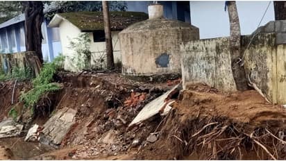 സ്കൂളിൻ്റെ മതിലാണ്, ആദ്യം ദേശീയപാത നിര്മാണത്തിന് വെട്ടിമുറിച്ചു, പിന്നാലെ കാന നിര്മാണവും; ദുരിതം തുടരുന്നു