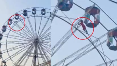 ആകാശത്തൊട്ടിൽ 60 അടിയിലധികം ഉയരത്തിലെത്തി, കൈ തെന്നി പുറത്തേക്ക്; തൂങ്ങിനിന്ന് 13 കാരിയുടെ അത്ഭുത രക്ഷപ്പെടൽ