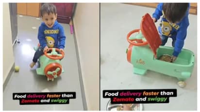 ഈ ക്യൂട്ടനസിന് മുന്നില്‍ സ്വിഗ്ഗിയും സൊമാറ്റോയും തോറ്റു ; കളിപ്പാട്ടം ഡെലിവറി വാഹനമാക്കിയ കൊച്ചു മിടുക്കൻ