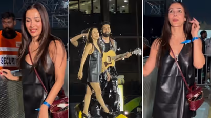 (PHOTOS) Malaika Arora looks stunning in black mini-dress, flaunts her Rs 2.20 lakh Bottega sling bag