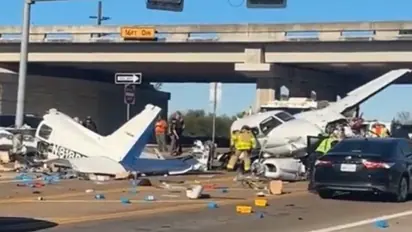 Plane crashes into vehicles on Texas Highway, splits in two; chilling video emerges (WATCH)