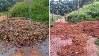 പരിസരമാകെ ദുർഗന്ധം, ഇരുട്ടിന്‍റെ മറവിൽ തള്ളിയത് കോഴിമാലിന്യം;  പൊലീസെത്തി ജെസിബി ഉപയോഗിച്ച് കുഴിച്ചുമൂടി