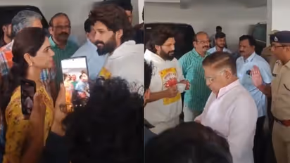 Allu Arjun Arrest: ಹೆಂಡ್ತಿಗೆ ಮುತ್ತು ಕೊಟ್ಟು  ಕಾಫಿ ಹೀರುತ್ತಾ ಸ್ಟೈಲ್‌ಅಲ್ಲಿ ಪೊಲೀಸ್‌ ಕಾರು ಏರಿದ ಅಲ್ಲು ಅರ್ಜುನ್‌!