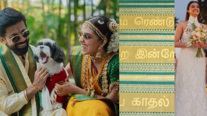 പ്രണയകവിത തുന്നി ചേർത്ത സാരി മുതല് തൂവെള്ള ഗൗണ് വരെ; സര്പ്രൈസുകൾ നിറഞ്ഞ കീര്ത്തിയുടെ വിവാഹ വസ്ത്രങ്ങൾ