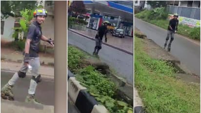 മുംബൈയിൽ നിന്ന് തൃശൂരിലേക്ക് സ്കേറ്റിംഗ്; നഗരത്തിൽ വെച്ച് യുവാവ് പിടിയിൽ,അനിയനെ കാണാൻ എത്തിയതെന്ന് വിശദീകരണം