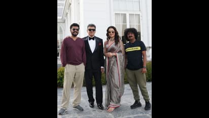 இறுதிக்கட்ட படப்பிடிப்பில் த்ரிஷாவின் கை பிடித்த அஜித்! வைரலாகும் 'விடாமுயற்சி ஸ்டில்ஸ்!