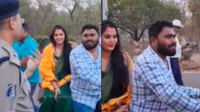 सुंदर महिलेसह बाइकस्वाराला दंड न करता सोडणाऱ्या पोलिसांचा व्हिडिओ व्हायरल