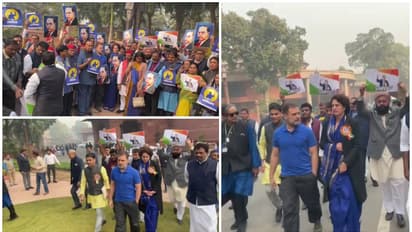 நாடாளுமன்ற வாயிலில் எம்.பி.க்கள் தள்ளுமுள்ளு; மாறி மாறி குற்றம்சாட்டும் பாஜக., காங்.,!