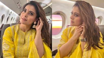 Kajol twins with sunset; drops gorgeous photos in happy yellow suit [PHOTOS]