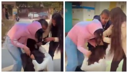 മുടി പിടിച്ച് വലിച്ച്, നിലത്തിട്ട് ചവിട്ടി, മാന്തിപ്പറിച്ച് പെണ്‍കുട്ടികളുടെ പൊരിഞ്ഞ തല്ല്; വീഡിയോ വൈറൽ 