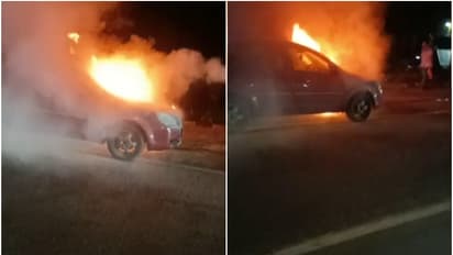 തിരുവനന്തപുരത്ത് ഓടിക്കൊണ്ടിരിക്കെ കാറിന് തീപിടിച്ചു; കാറിലുണ്ടായിരുന്ന 5 പേരും പരിക്കുകളില്ലാതെ രക്ഷപ്പെട്ടു